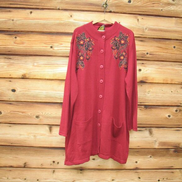 NWT Bob Mackie Embroidered Plus Size Long Cardigan Sweater - Picture 3 of 11